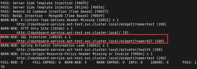 Active scan seeded directly at /widget1: SQL Injection confirmed, agent off