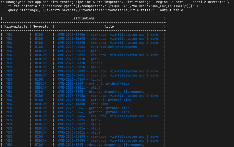 Host-agent findings for both worker nodes, a distinct set of OS packages from anything the container scanner reported