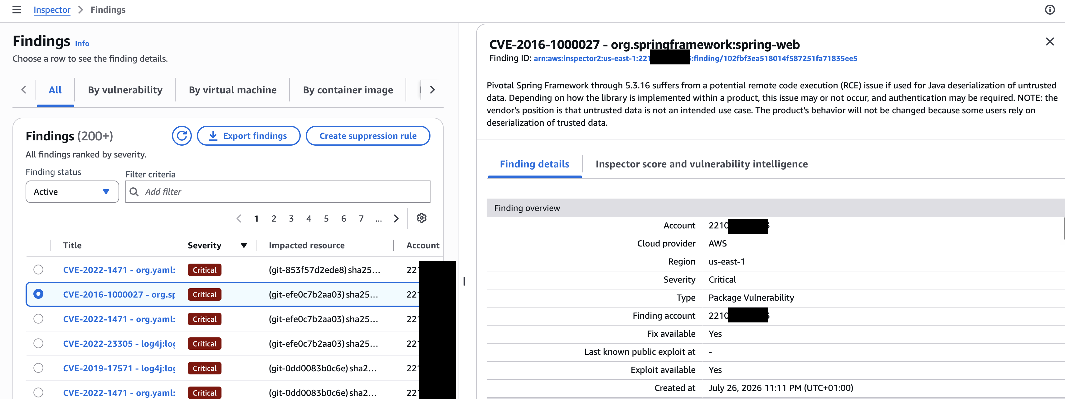 Inspector's finding detail for CVE-2016-1000027: Fix available: Yes, with no version attached anywhere in the detail view