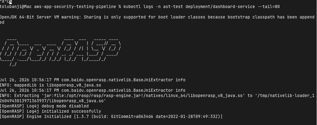 OpenRASP's startup log showing Engine Initialized after the --add-opens fix